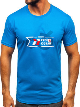 Γαλάζιο ανδρικό βαμβακερό t-shirt Bolf 14736