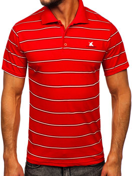 Κόκκινο ανδρικό ριγέ πόλο μπλουζάκι Bolf 14954