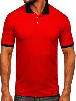 Κόκκινο-μαύρο ανδρικό πόλο μπλουζάκι Bolf 0003