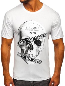 Λευκο t-shirt ανδρικο με εκτυπωση Bolf 142176