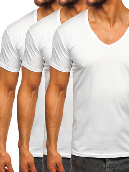 Λευκό Ανδρικό T-shirt με V-ντεκολτέ Bolf 9002-3P 3 PACK