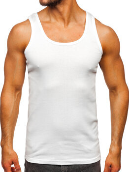 Λευκό ανδρικό αμάνικο μπλουζάκι χωρίς στάμπα Bolf 6000