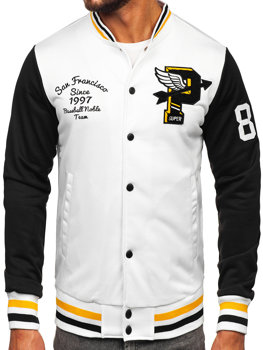 Λευκό ανδρικό μεταβατικό μπουφάν baseball bomber Bolf HS7208