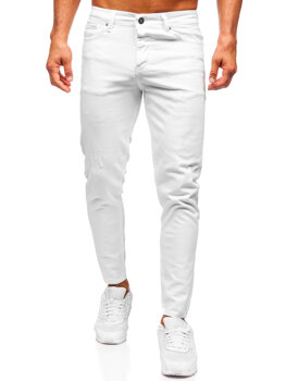 Λευκό ανδρικό τζιν παντελόνι slim fit Bolf 5888