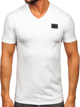 Λευκό ανδρικό t-shirt με τύπωμα V-neck Bolf MT3030