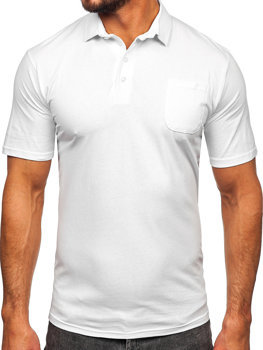 Λευκό βαμβακερό ανδρικό πόλο μπλουζάκι Bolf 143006