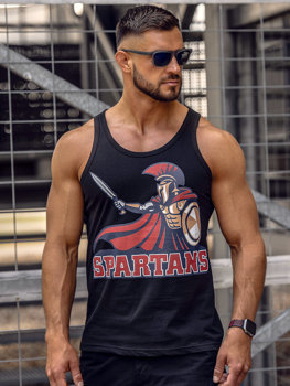 Μαύρη ανδρική αμάνικη μπλούζα tank top με στάμπα Bolf 143025A