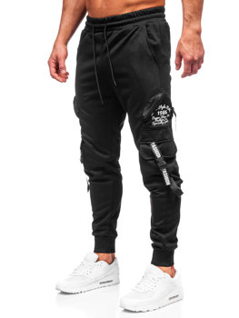 Μαύρο ανδρικό παντελόνι φόρμας με τσέπες Bolf HS7172