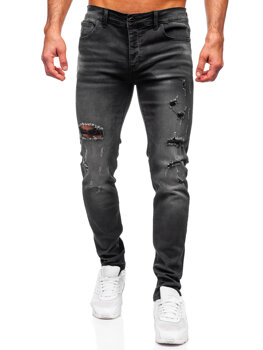 Μαύρο ανδρικό τζιν παντελόνι slim fit Bolf MP0020N