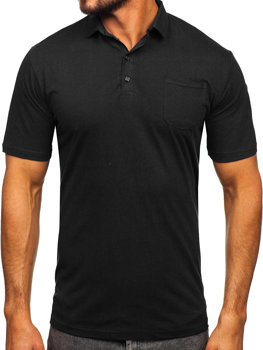 Μαύρο βαμβακερό ανδρικό πόλο μπλουζάκι Bolf 143006