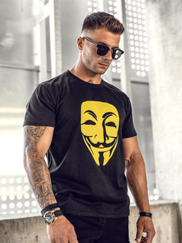 Μαύρο T-shirt ανδρικό με στάμπα Bolf 14400A