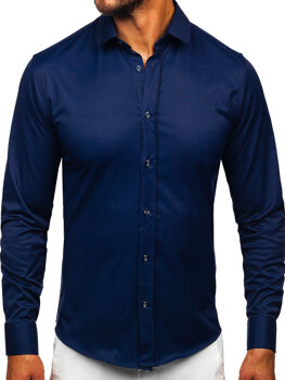 Ναυτικό Μπλε κομψό ανδρικό πουκάμισο με μακριά μανίκια Bolf 24702