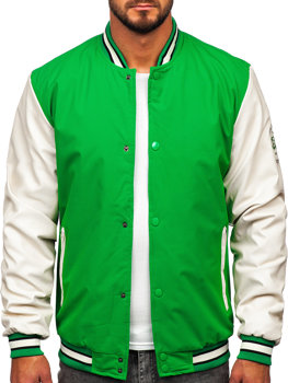 Πράσινο ανδρικό μεταβατικό μπουφάν baseball bomber Bolf 84M3021