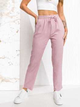 Ροζ γυναικείο υφασμάτινο παντελόνι Bolf W7962