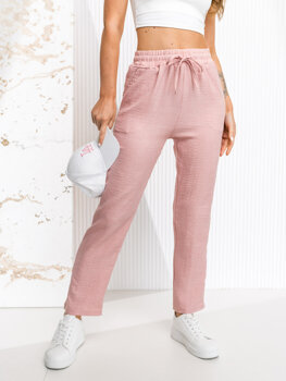 Ροζ γυναικείο υφασμάτινο παντελόνι Bolf W7965