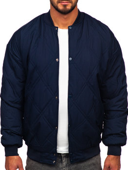 Σκούρο μπλε καπιτονέ ανδρικό μπουφάν baseball bomber Bolf 84M3020