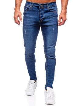 Σκούρο μπλε παντελόνια τζιν ανδρικά slim fit Bolf 6264