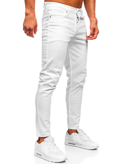 Άσπρο ανδρικό τζιν slim fit Bolf 5888