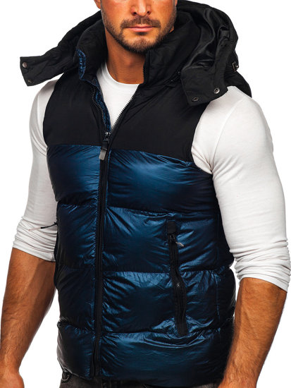 Ανδρικό Navy Quilted Hooded Gilet Bolf 13079