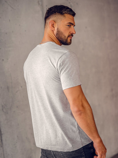 Ανδρικό t-shirt χωρίς στάμπα με V λαιμόκοψη γκρι Bolf 192131A