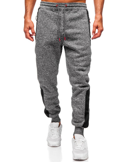 Ανθρακί επενδεδυμένα παντελόνια ανδρικά joggers φόρμας Bolf Q1100