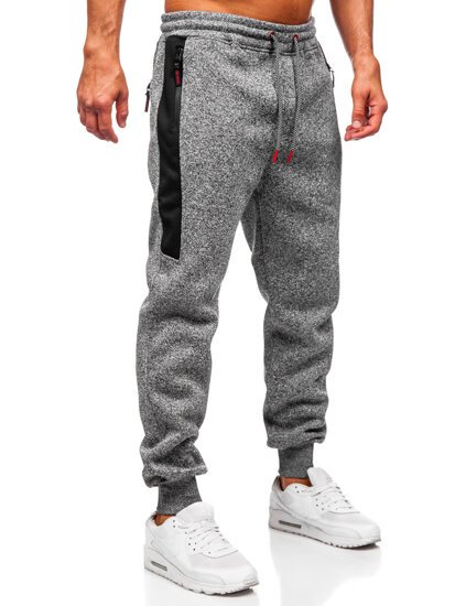 Ανθρακί επενδεδυμένα παντελόνια ανδρικά joggers φόρμας Bolf Q1102