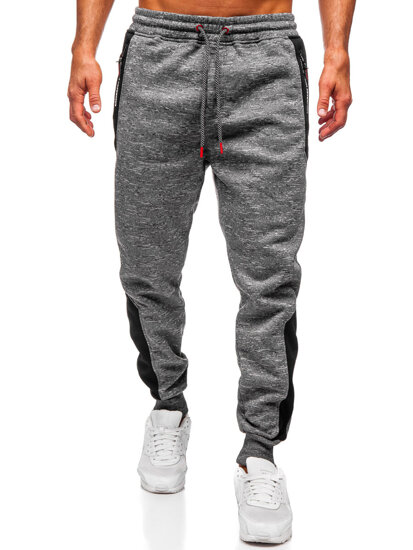 Ανθρακί επενδεδυμένα παντελόνια ανδρικά joggers φόρμας Bolf Q1200