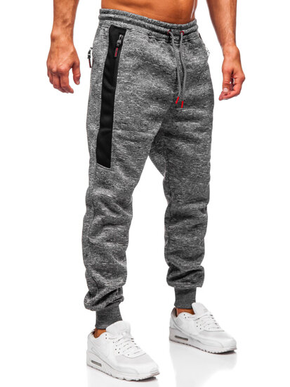 Ανθρακί επενδεδυμένα παντελόνια ανδρικά joggers φόρμας Bolf Q1201