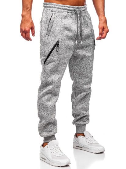 Γκρι επενδεδυμένα παντελόνια ανδρικά joggers φόρμας Bolf Q1104