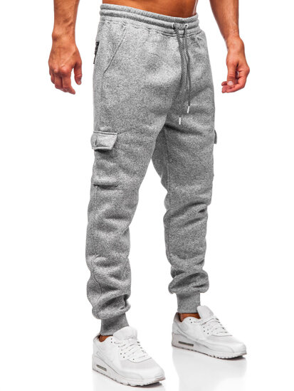 Γκρι επενδεδυμένα παντελόνια ανδρικά joggers φόρμας Bolf Q1108