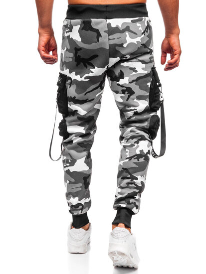 Γκρι επενδεδυμένα παντελόνια ανδρικά joggers cargo φόρμας Bolf HSS112