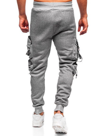 Γκρι επενδεδυμένα παντελόνια ανδρικά joggers cargo φόρμας Bolf HSS342