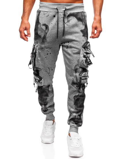 Γκρι επενδεδυμένα παντελόνια ανδρικά joggers cargo φόρμας Bolf HSS342