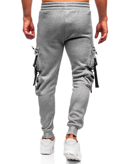 Γκρι επενδεδυμένα παντελόνια ανδρικά joggers cargo φόρμας Bolf HSS347