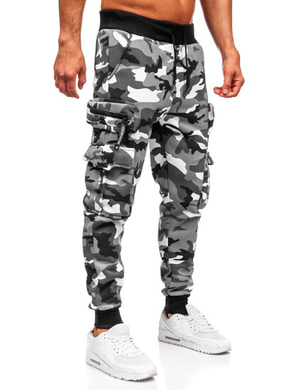 Γκρι επενδεδυμένα παντελόνια ανδρικά joggers cargo φόρμας Bolf HSS353