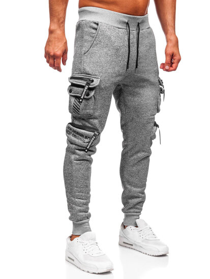 Γκρι επενδεδυμένα παντελόνια ανδρικά joggers cargo φόρμας Bolf HSS361