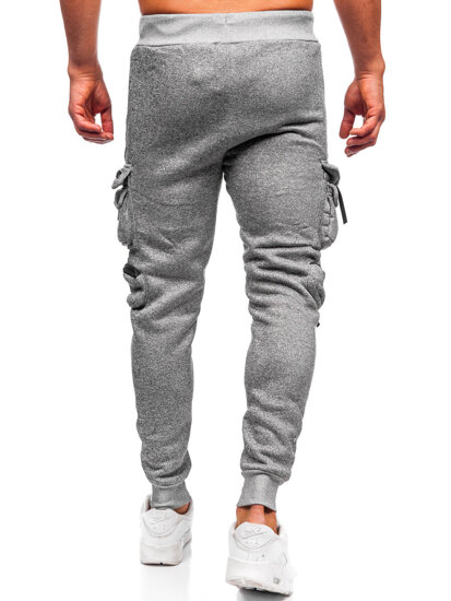 Γκρι επενδεδυμένα παντελόνια ανδρικά joggers cargo φόρμας Bolf HSS361