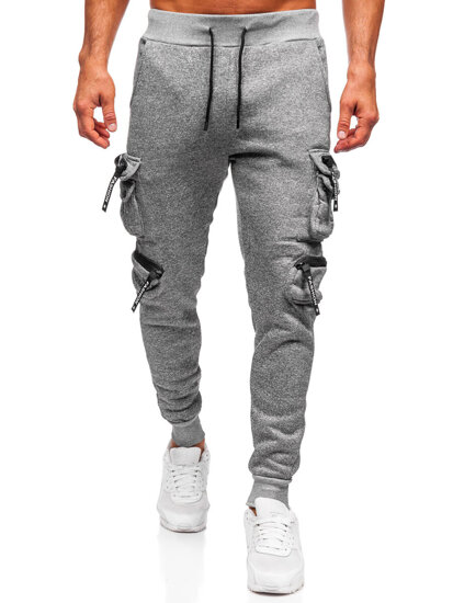 Γκρι επενδεδυμένα παντελόνια ανδρικά joggers cargo φόρμας Bolf HSS361