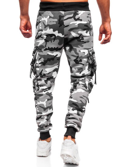 Γκρι επενδεδυμένα παντελόνια ανδρικά joggers cargo φόρμας Bolf HSS453