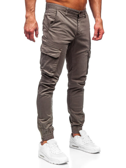 Καφέ υφασμάτινα jogger cargo ανδρικά Bolf 77322