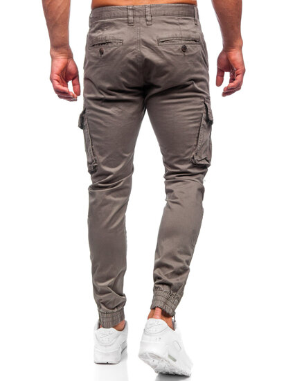 Καφέ υφασμάτινα jogger cargo ανδρικά Bolf 77322