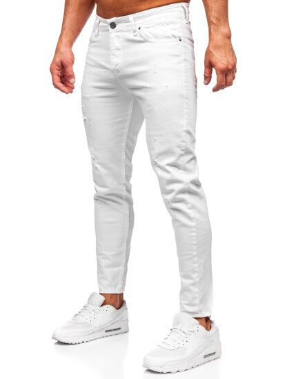 Λευκά παντελόνια τζιν ανδρικά slim fit Bolf 5876