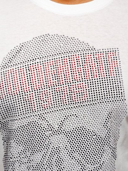 Λευκο T-shirt ανδρικο με απλικε παγιετες Bolf KS2108