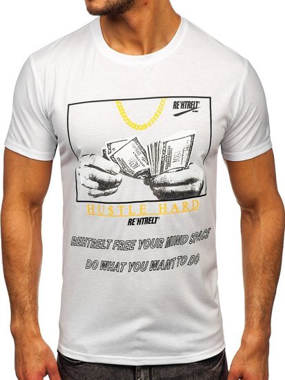 Λευκο T-shirt ανδρικο με εκτυπωση Bolf KS2538