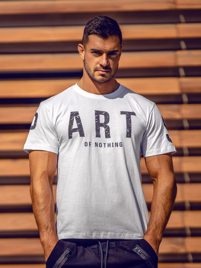 Λευκο t-shirt ανδρικο με εκτυπωση Bolf 1180