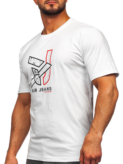 Λευκό ανδρικό βαμβακερό t-shirt Bolf 14769