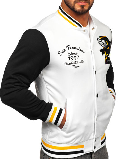 Λευκό ανδρικό μεταβατικό μπουφάν baseball bomber Bolf HS7208