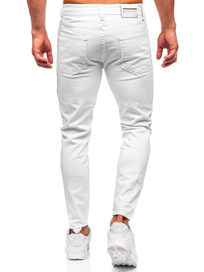 Λευκό ανδρικό τζιν παντελόνι slim fit Bolf 5876