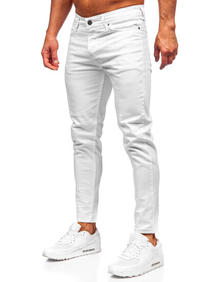 Λευκό ανδρικό τζιν παντελόνι slim fit Bolf 5877