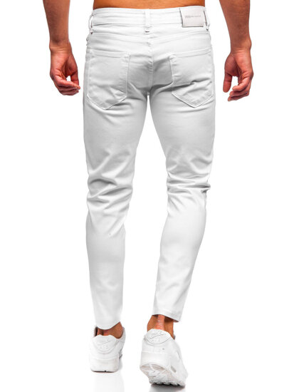 Λευκό ανδρικό τζιν παντελόνι slim fit Bolf 5877